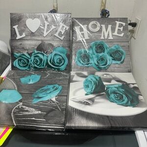 Teal Canvas Wall Art Bedroom Decor